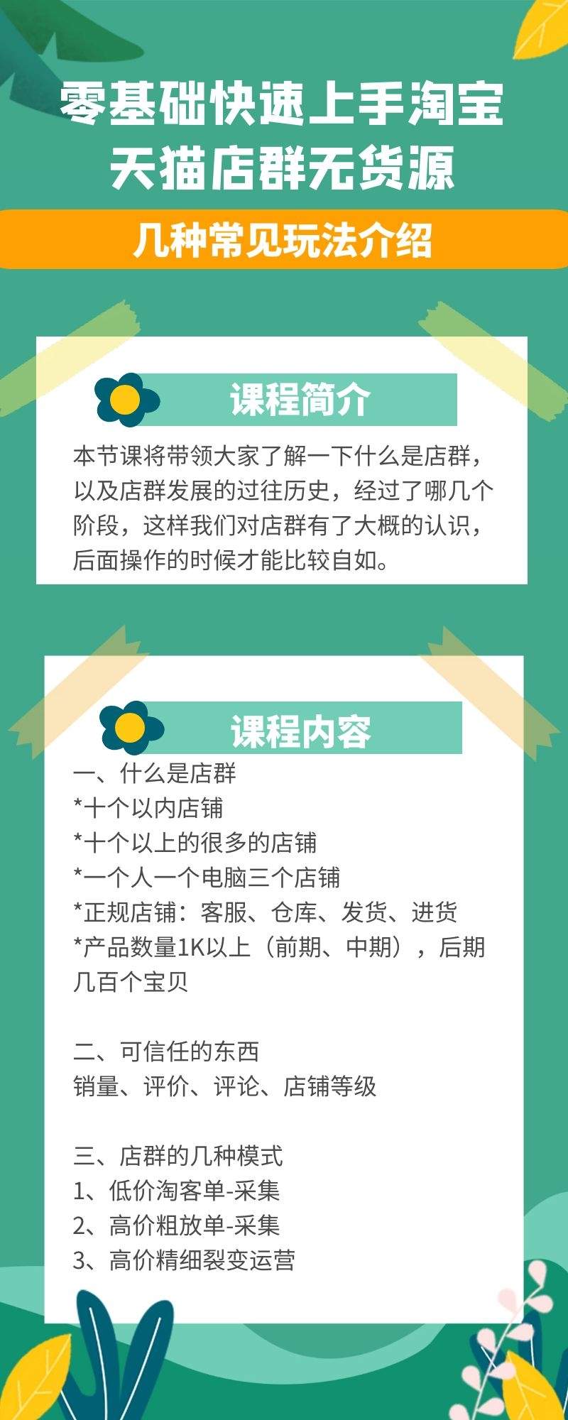 零基础快速上手淘宝天猫店群无货源：几种常见玩法介绍（淘宝商城无货源商城群教程）